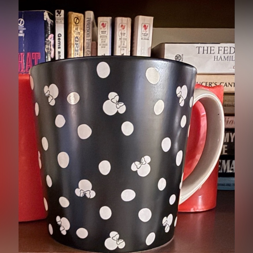 Zak! Minnie Mouse and Polka Dots Mug in Black and Cream NWOT